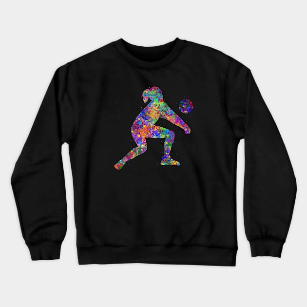 Volleyball player girl watercolor art Crewneck Sweatshirt by Yahya Art